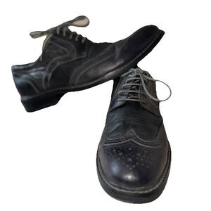 Penguin Welton Mens Gray Distressed Leather Wingtip Oxfords Dress Shoes Sz 11